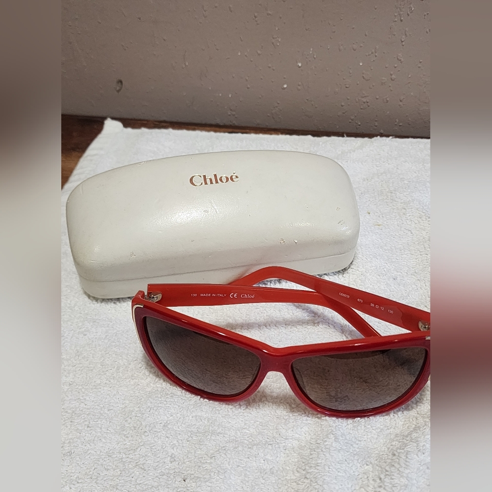Chloe Authentic Small CE632s 103 Italy 59-12-130 Sunglasses Red Orange Preowned